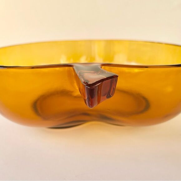 Vintage Orchard Amber by Hazel Atlas Large Apple Shaped Glass Bowl - Picture 8 of 12